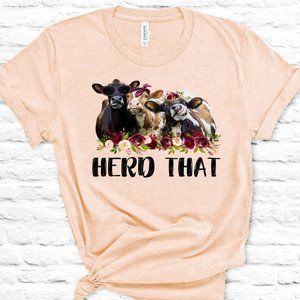 New Herd That Cows L Large Prism Peach Funny Cow Graphic T-shirt